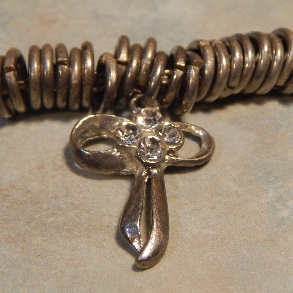 BoHo  Chain Ring Ball Bead Cross Bracelet - Picture 5 of 7